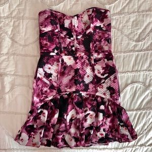 Silk Floral Strapless Dress